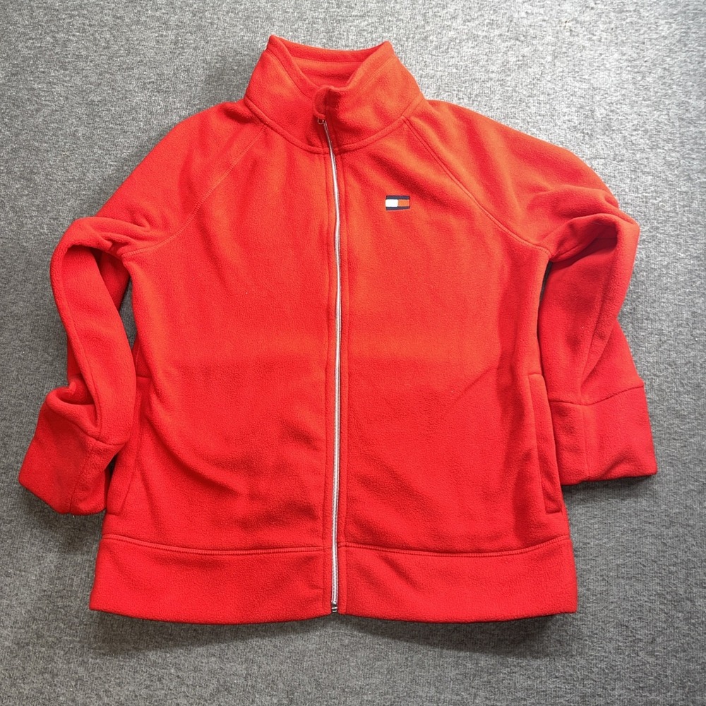 Women's Tommy Hilfiger Sports Fleece Jacket Red Size XL Full‎ Zip
